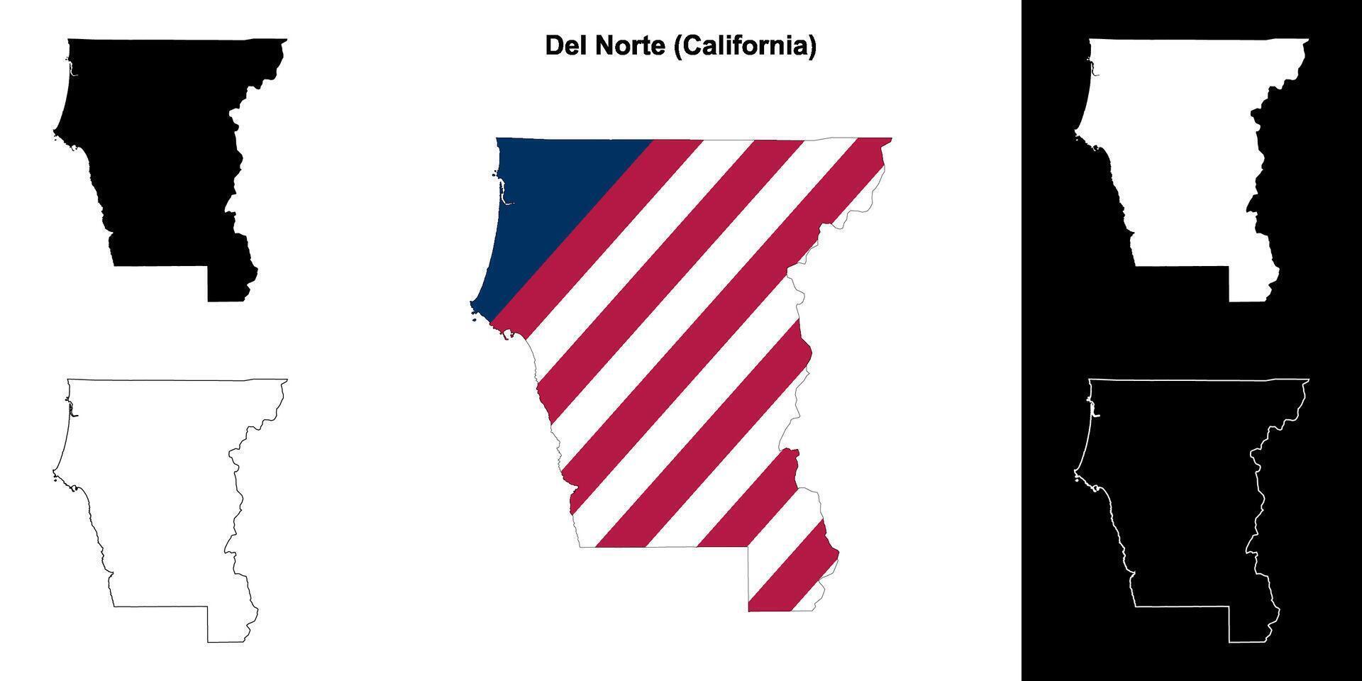 Del Norte County, California outline map set vector