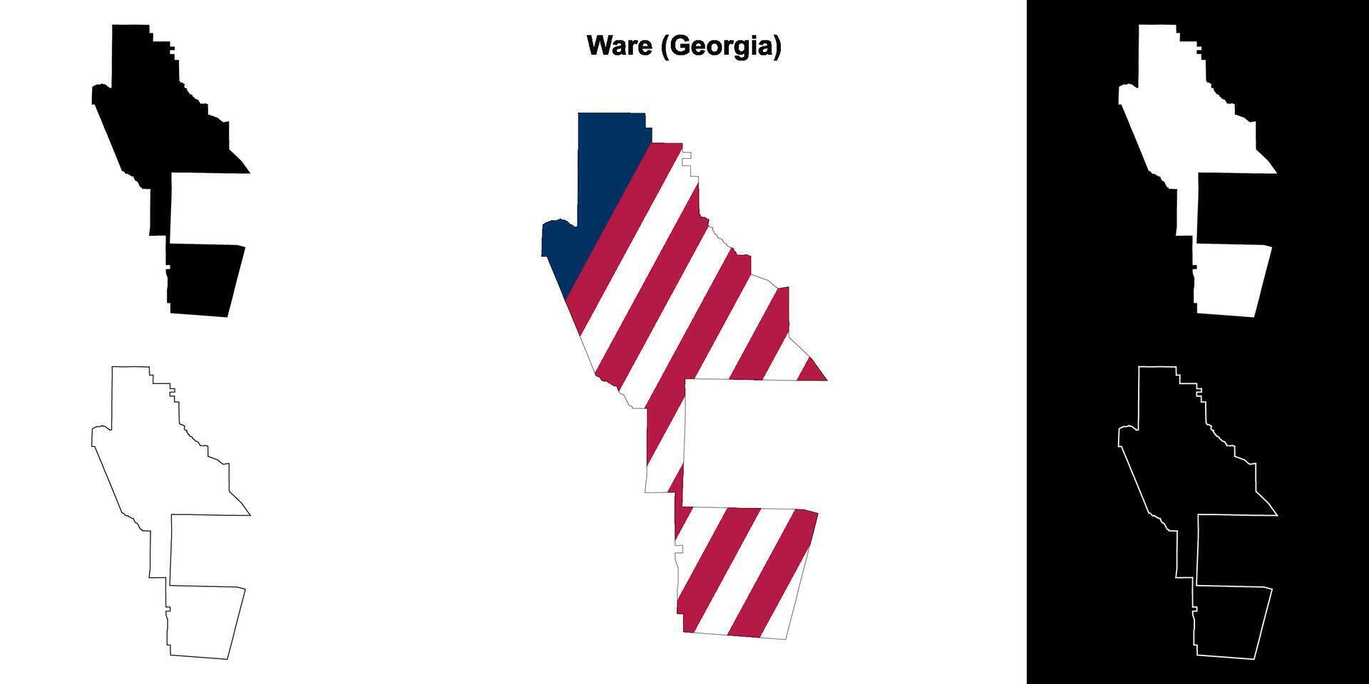 Ware County, Georgia outline map set vector