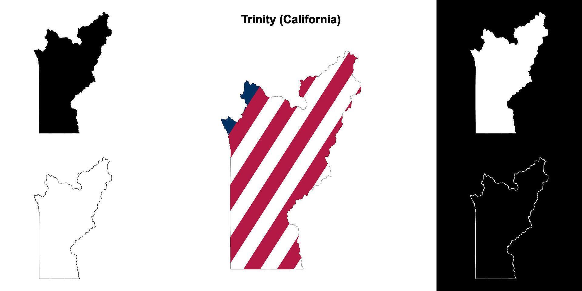 Trinity County, California outline map set vector