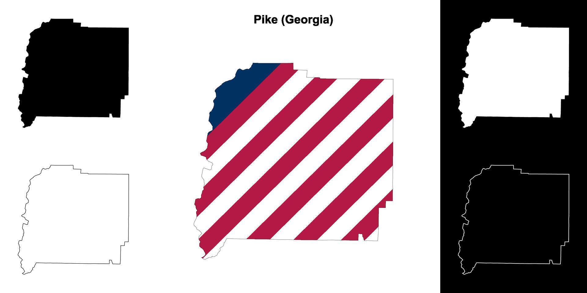 Pike County, Georgia outline map set vector