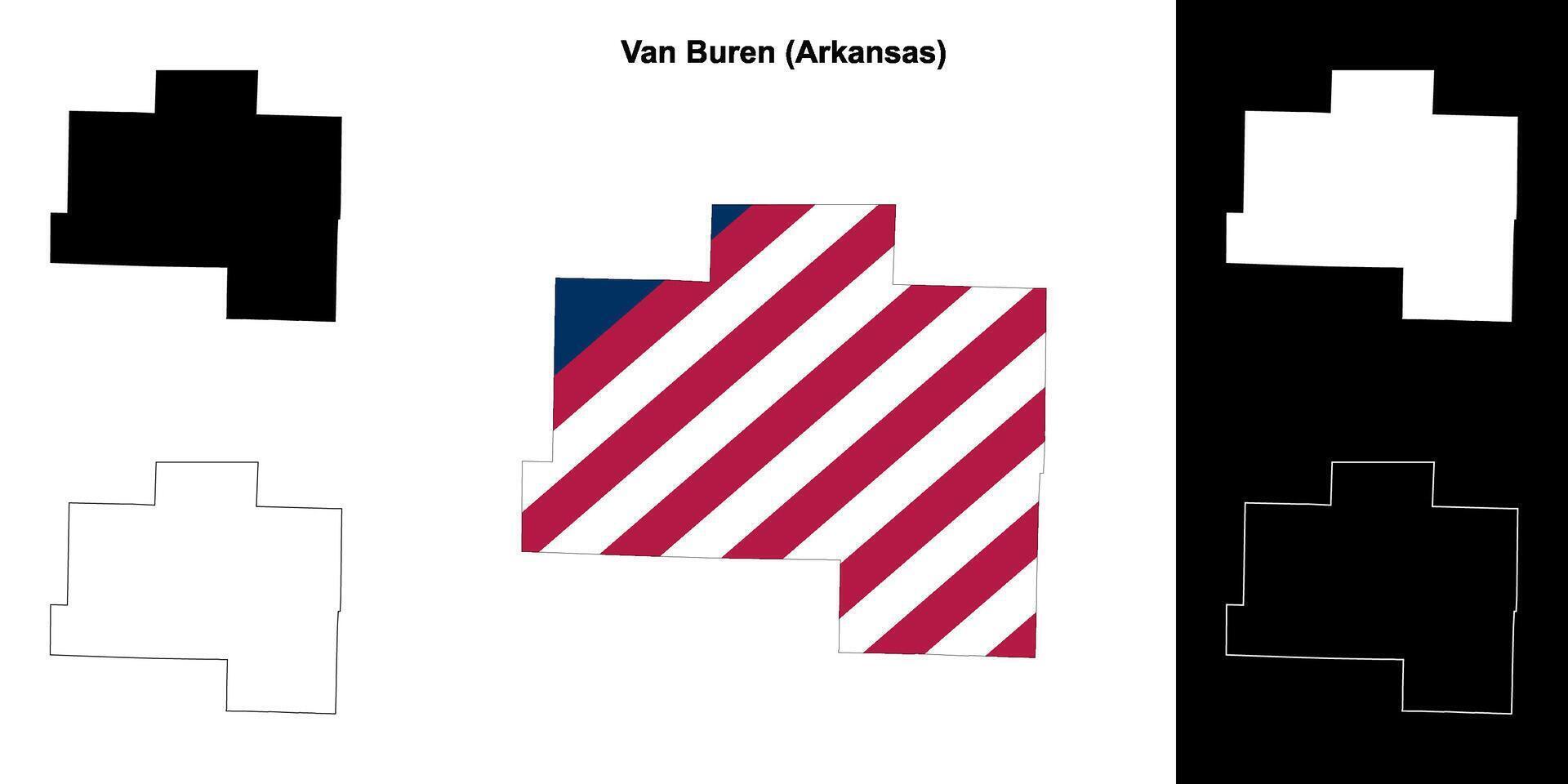 Van Buren County, Arkansas outline map set vector