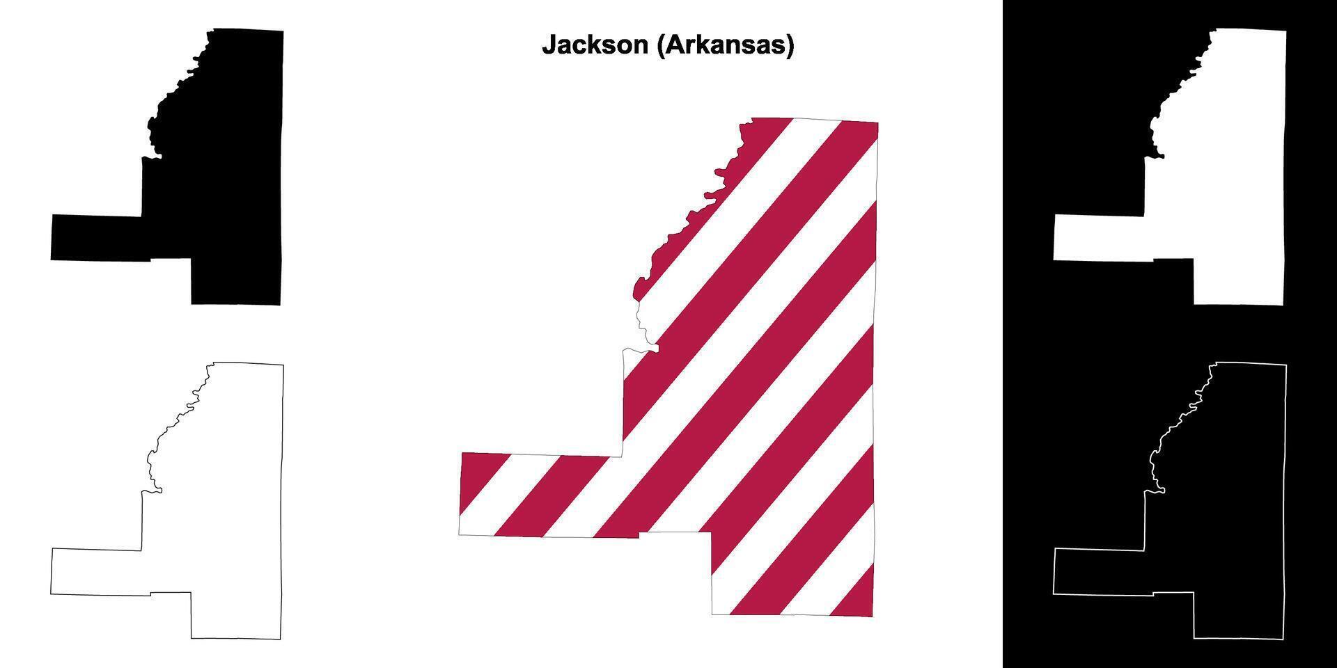 Jackson County, Arkansas outline map set vector