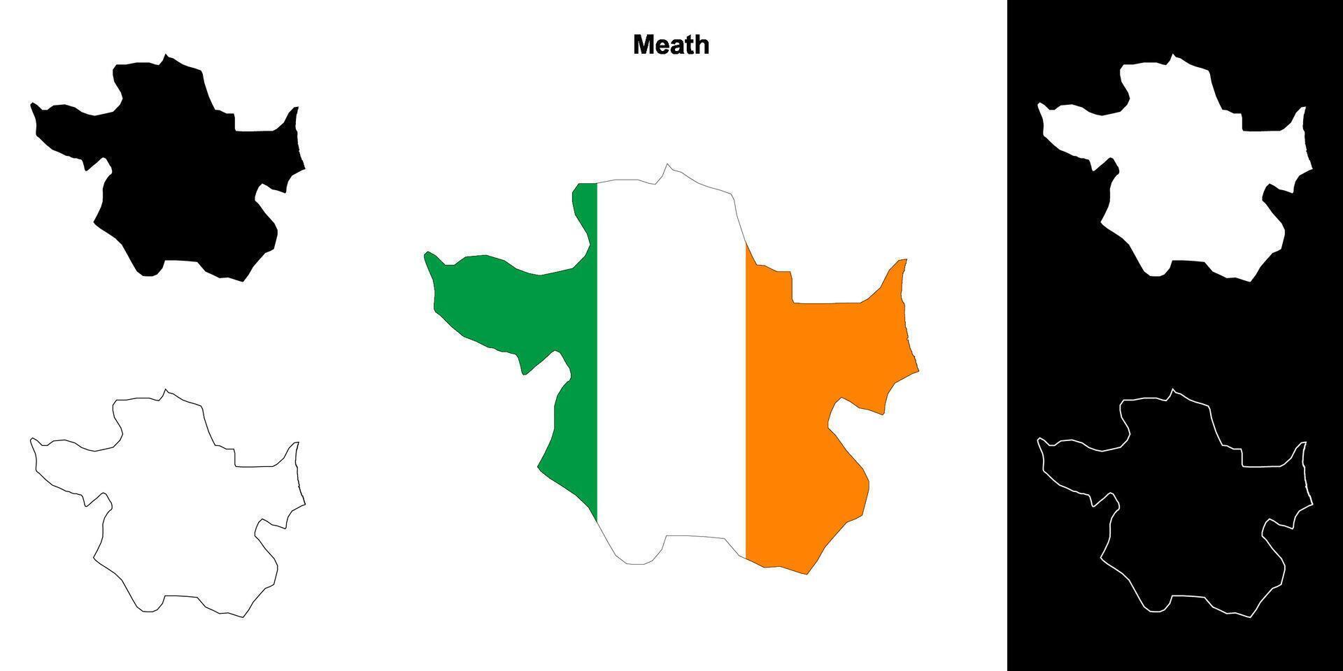 Meath county outline map set vector