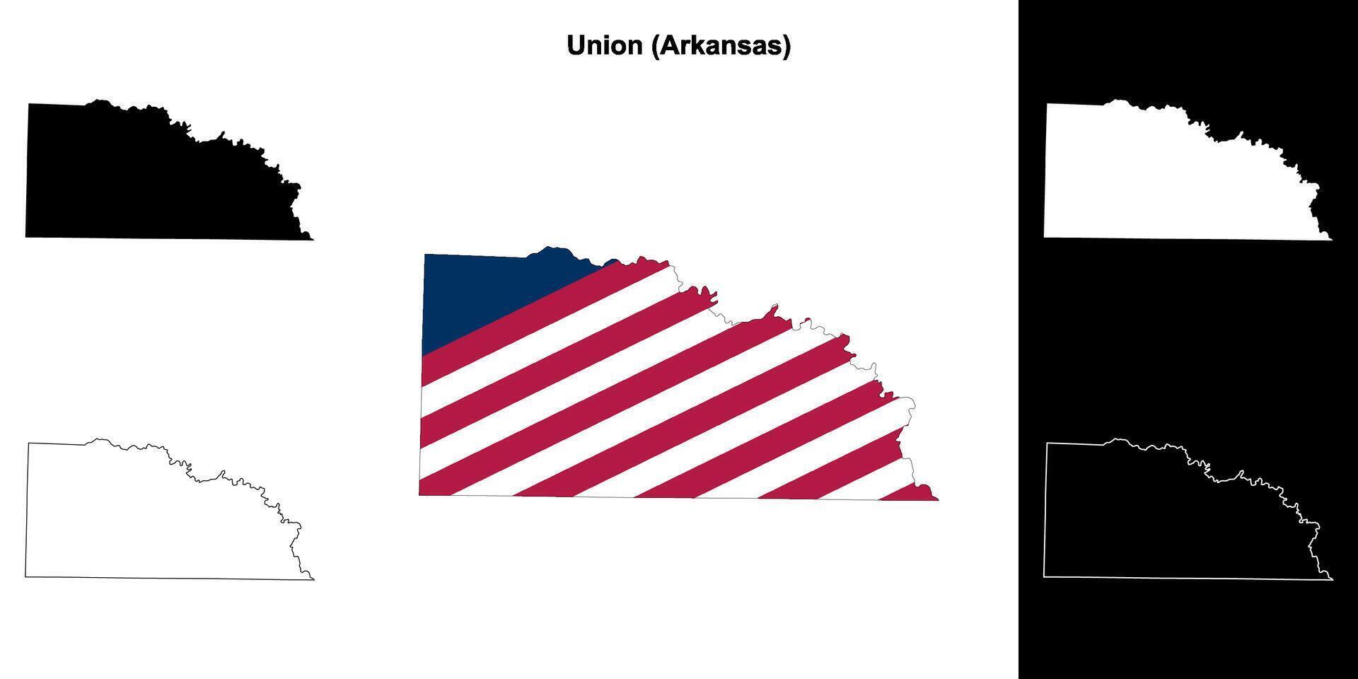 Unión condado, Arkansas contorno mapa conjunto vector