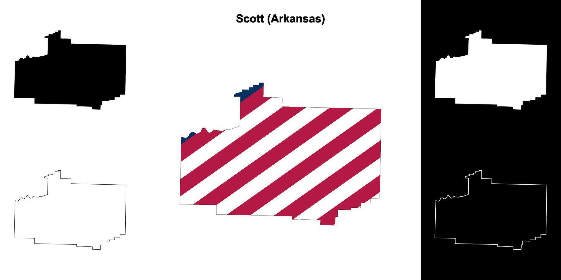 Scott condado, Arkansas contorno mapa conjunto vector