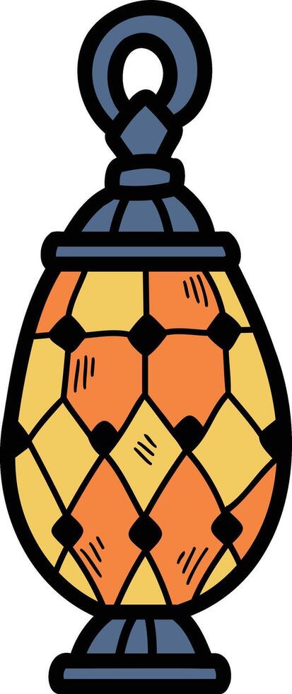 A black and white drawing of a lantern with a flame inside vector