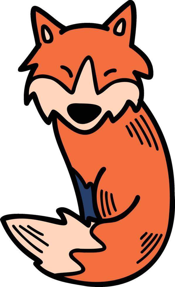 A cartoon fox is sitting on the ground with its paws on its hips vector