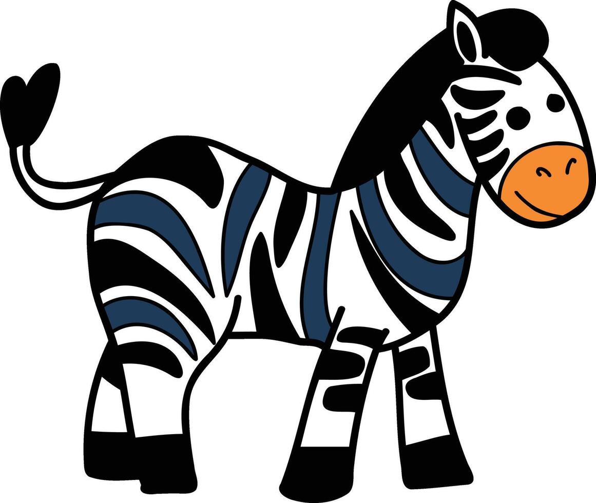 A cartoon zebra with a blue stripe on its back vector