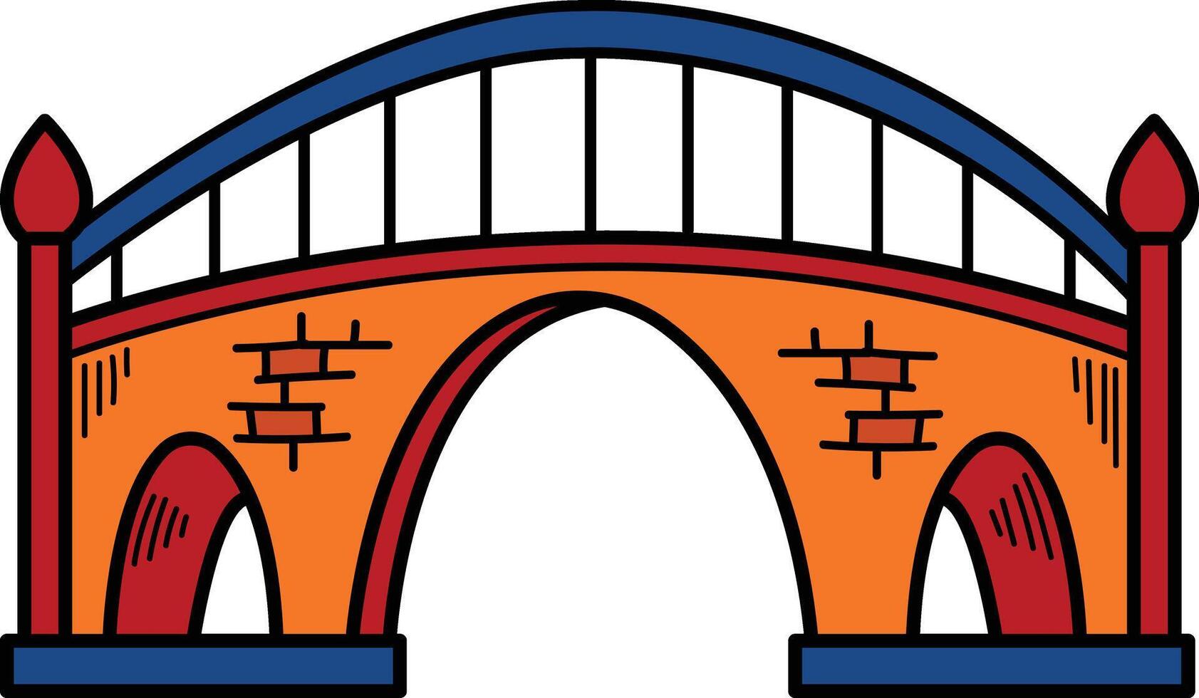 A bridge is shown in black and white vector