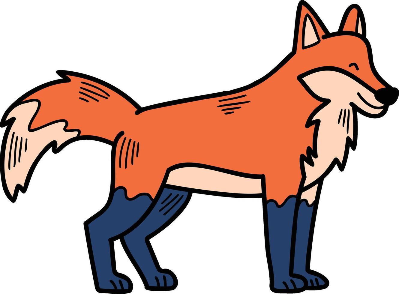 A cartoon fox is sitting on the ground with its paws on its hips vector