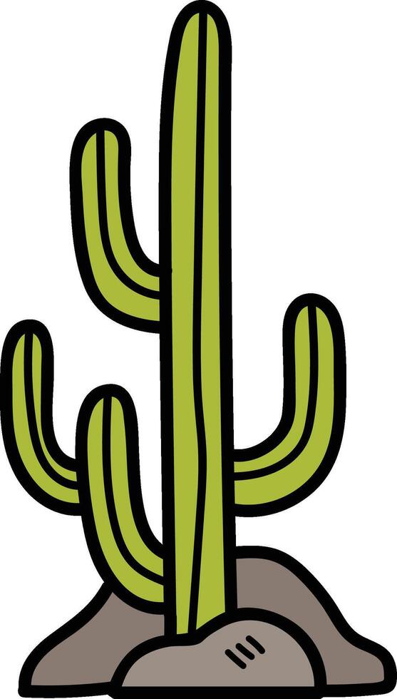 A cactus is drawn in black and white vector