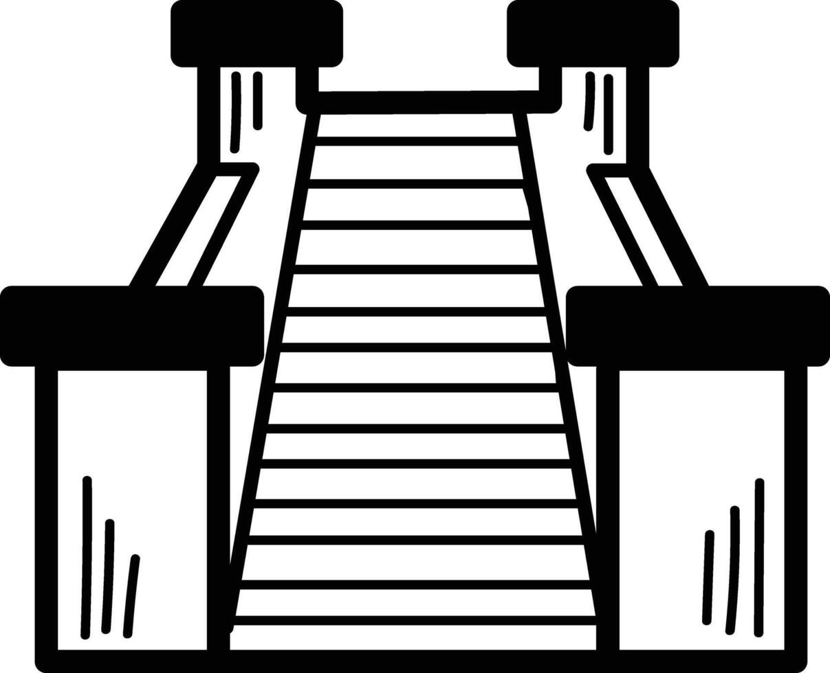 A black and white drawing of a staircase leading to a dock vector
