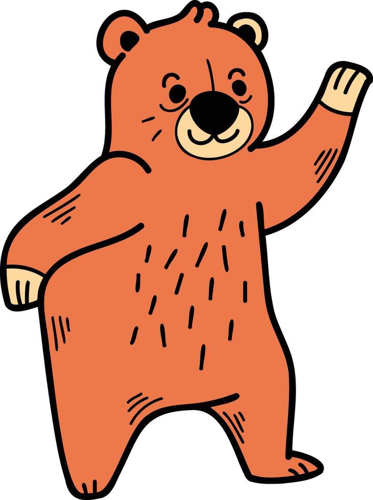 A cartoon bear is standing and looking at the camera vector