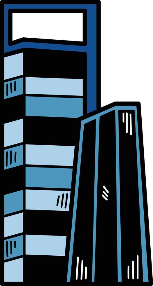 A tall building with a sign on top vector