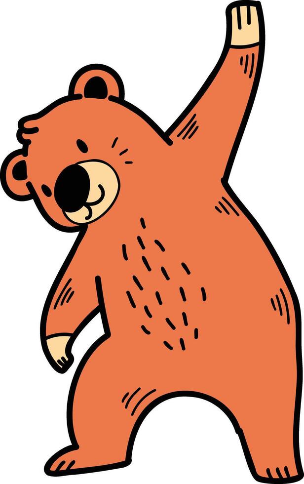 A cartoon bear is standing and looking at the camera vector