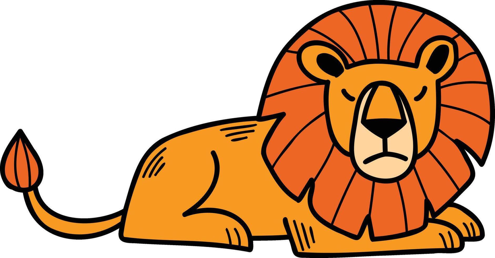 A cartoon lion is sitting on its haunches with its head down vector