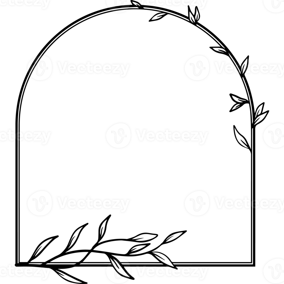 estético e rústico arco floral quadro, Armação com mão desenhado folhas e flores simples e minimalista quadro, Armação Projeto png