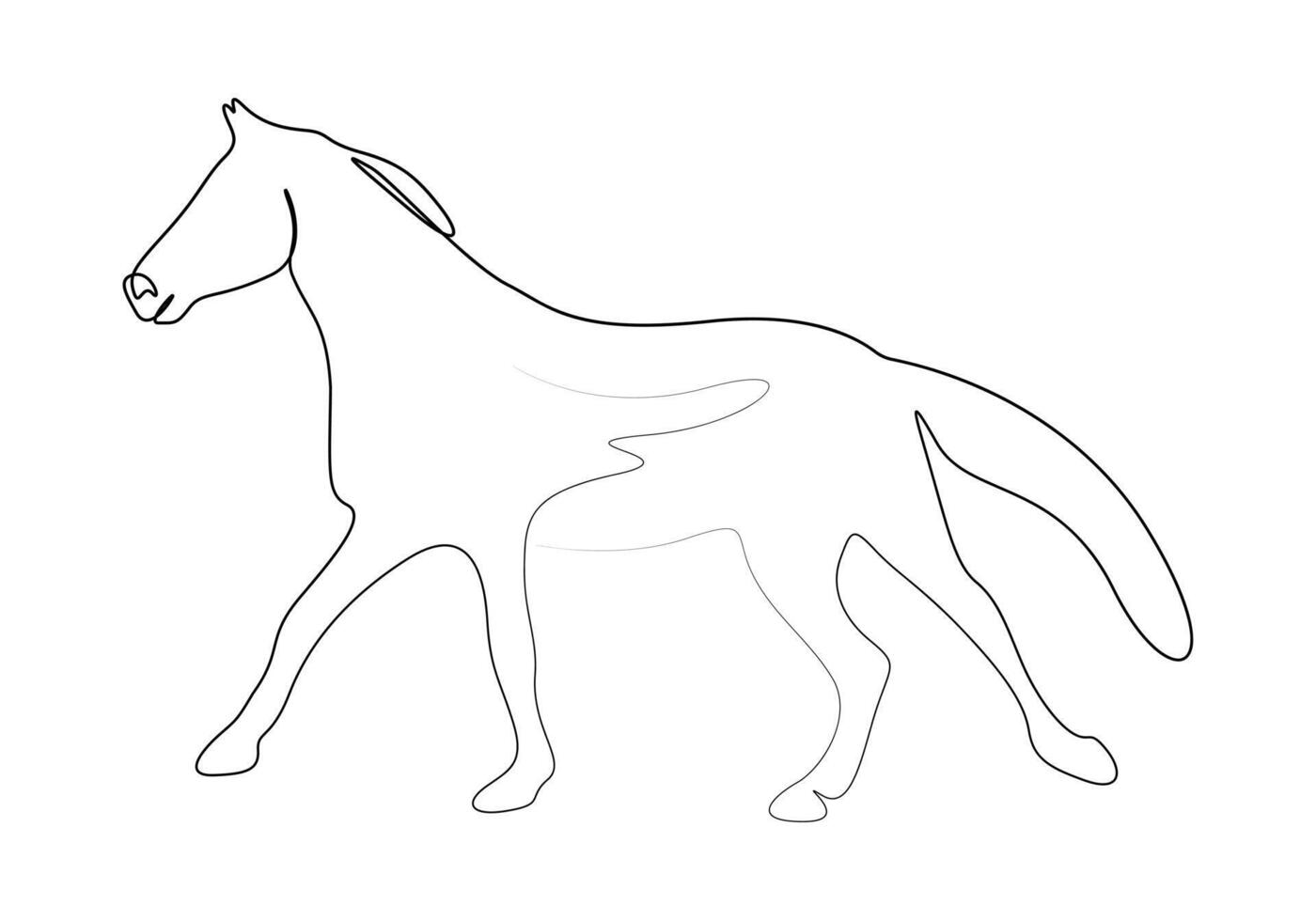 Horse continuous one line drawing of premium illustration vector