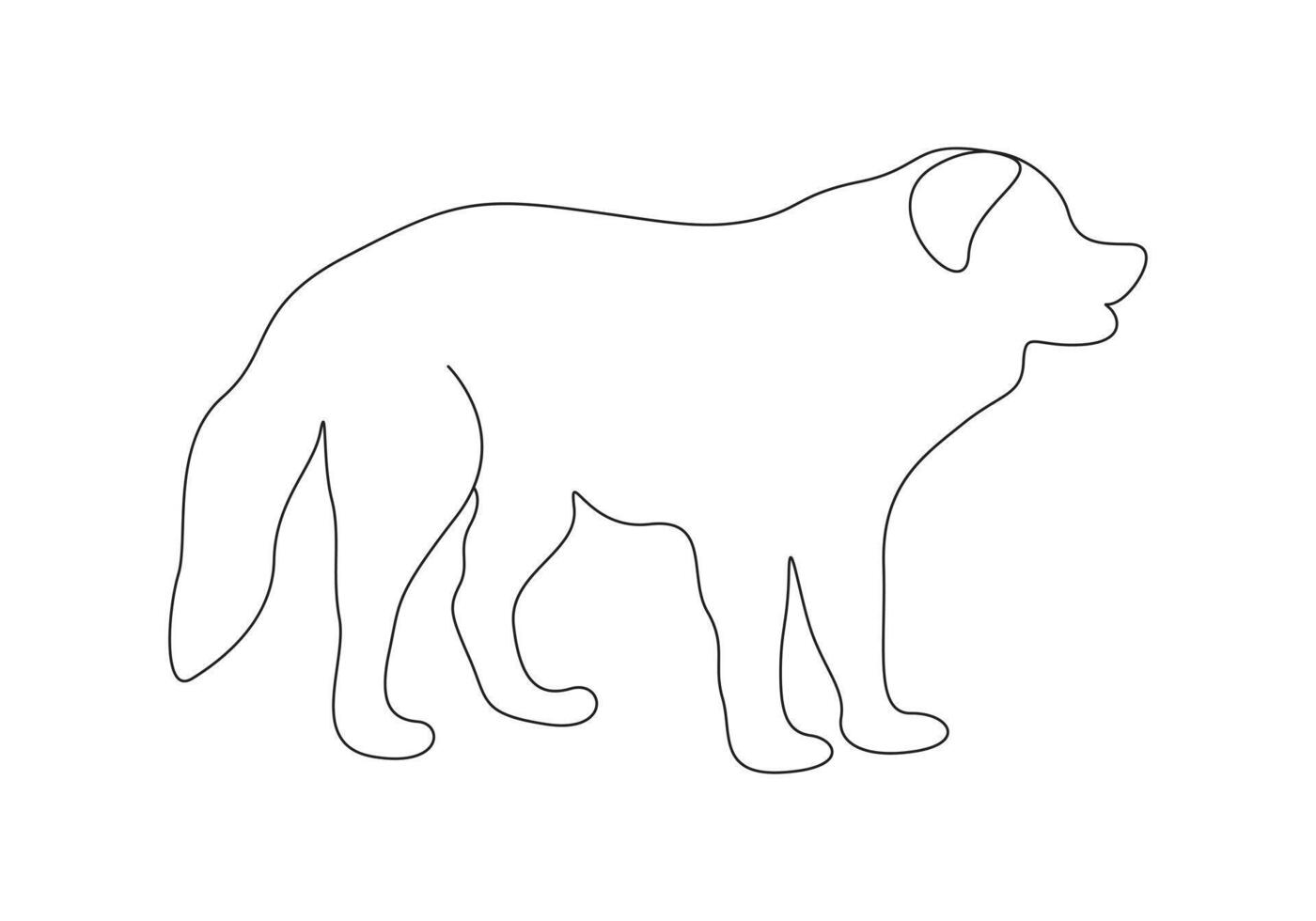 Continuous single line drawing of cute dog premium illustration vector