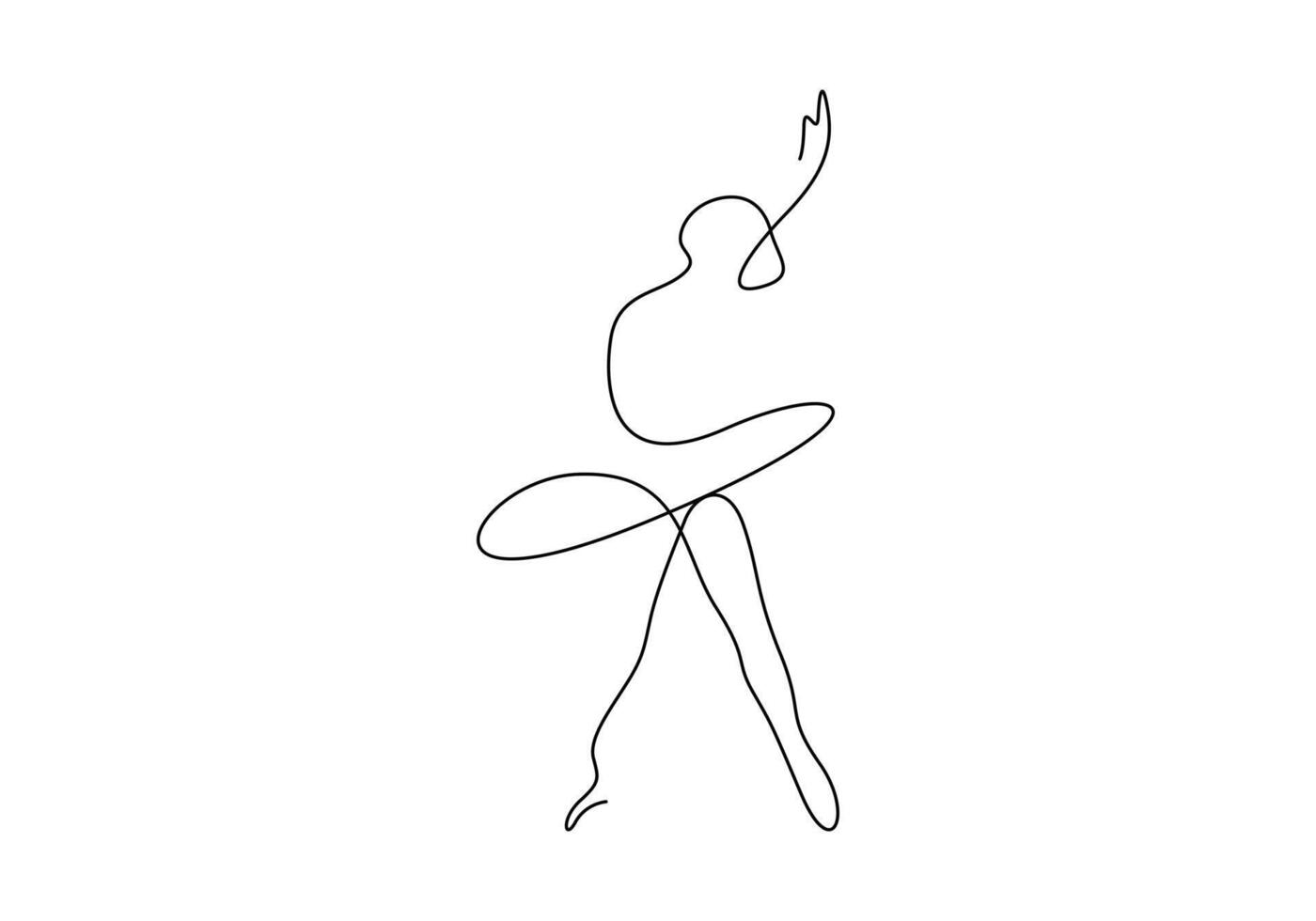 continuo uno línea dibujo de mujer belleza ballet bailarín en elegancia movimiento prima ilustración vector
