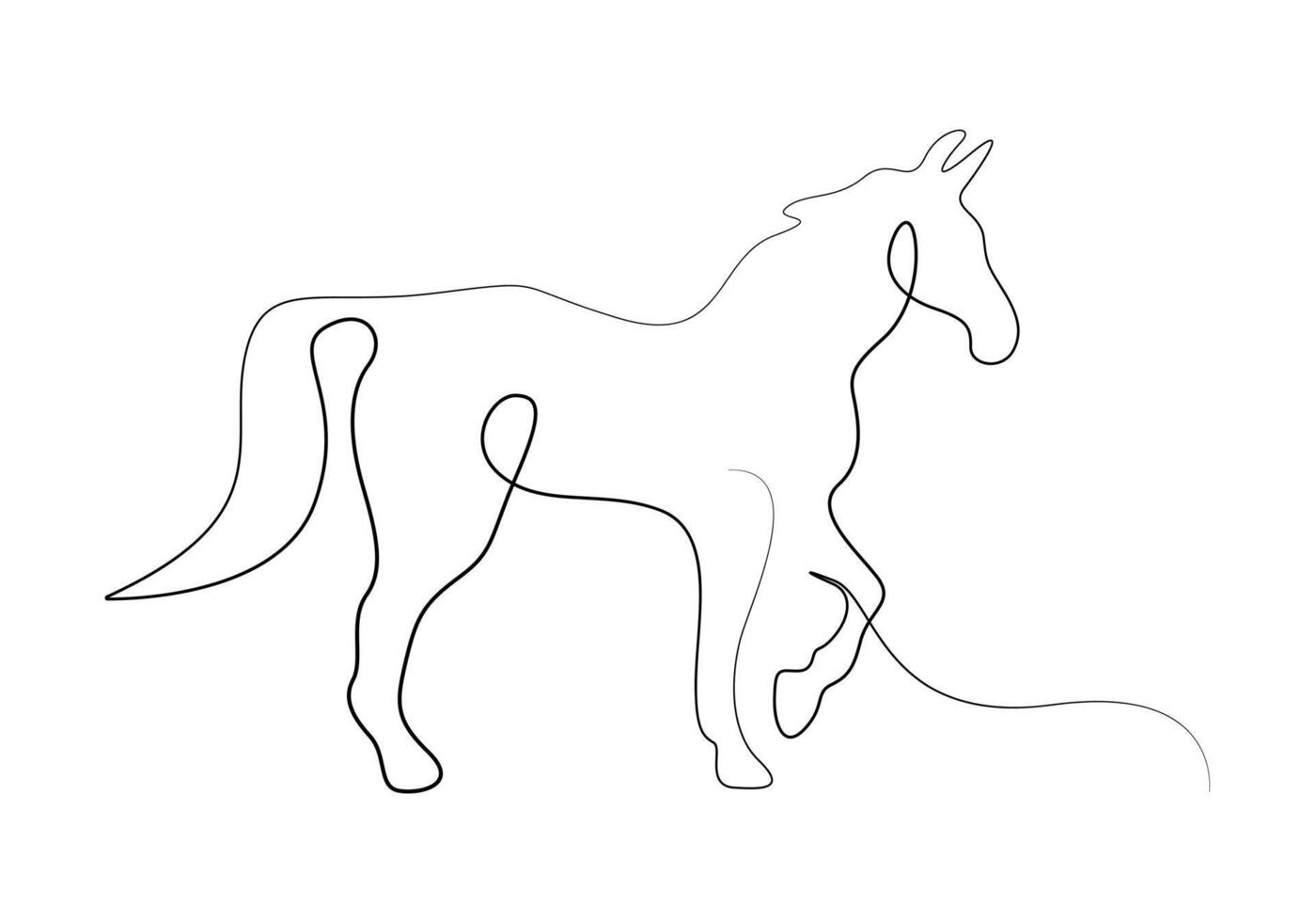 Horse continuous one line drawing of premium illustration vector