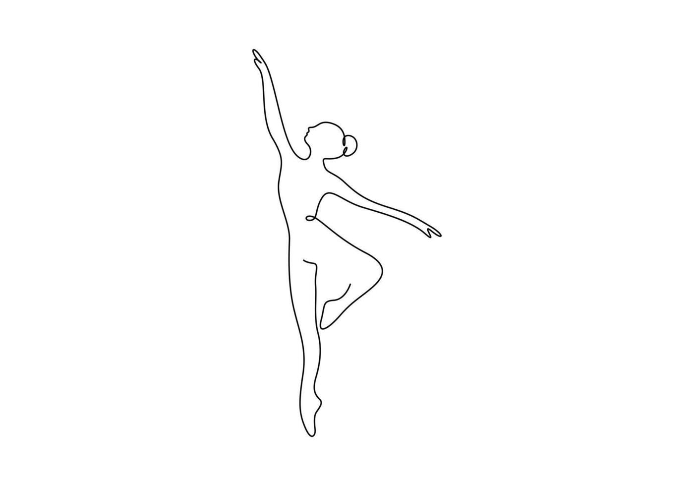 Continuous one line drawing of woman beauty ballet dancer in elegance motion premium illustration vector