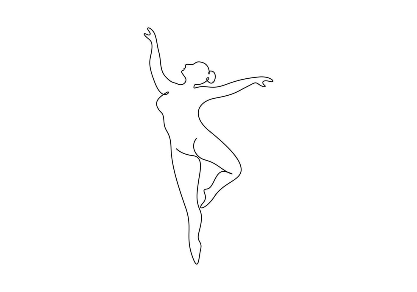 Continuous one line drawing of woman beauty ballet dancer in elegance motion premium illustration vector