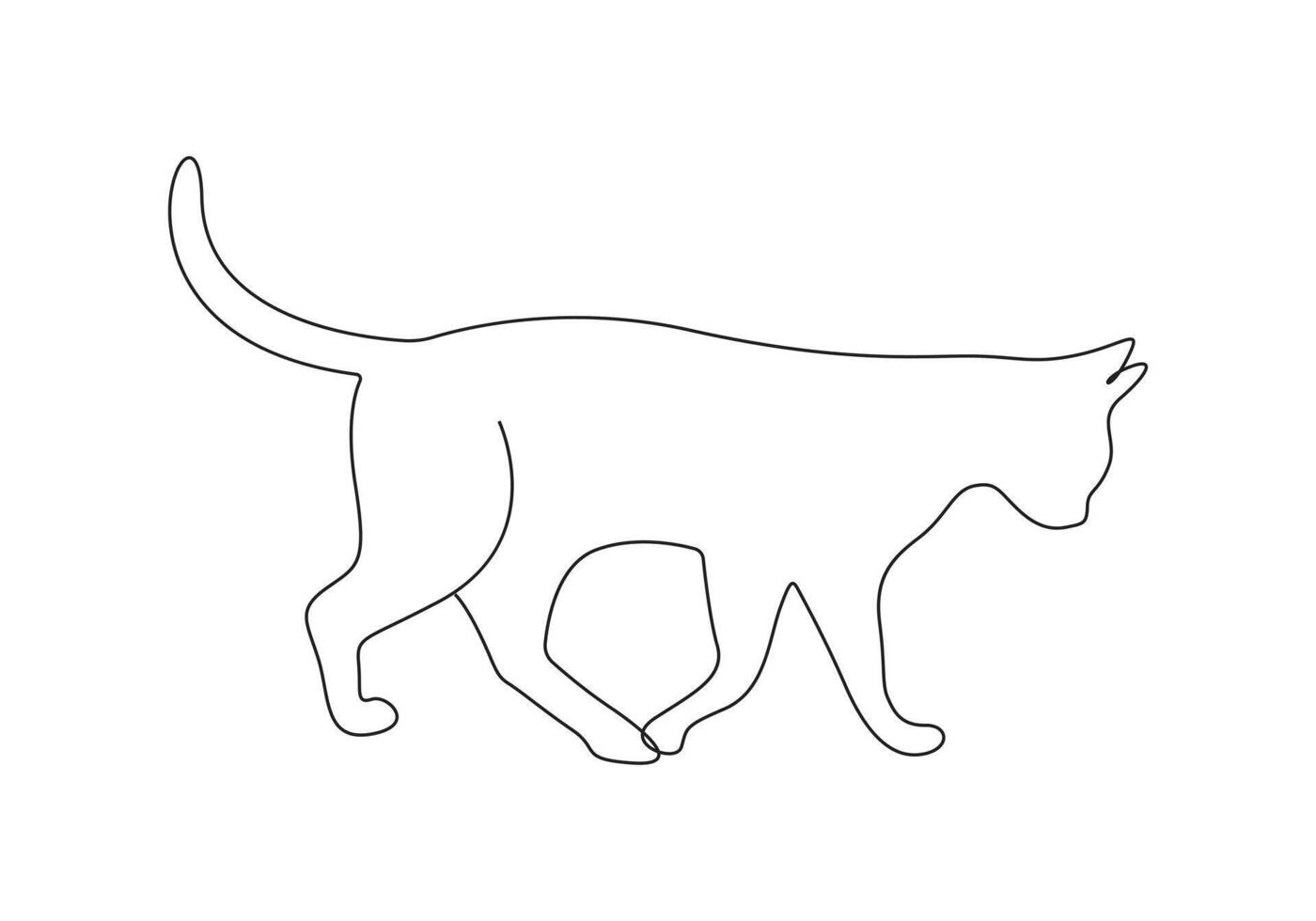 sencillo gato continuo uno línea dibujo digital ilustración vector