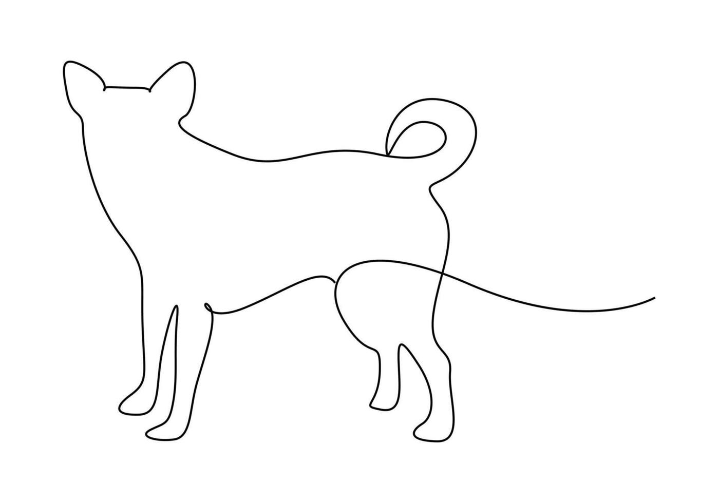 Continuous single line drawing of dog premium illustration vector