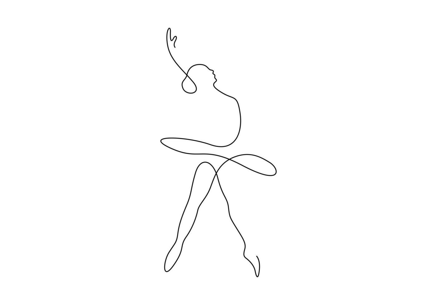 Continuous one line drawing of woman beauty ballet dancer in elegance motion premium illustration vector