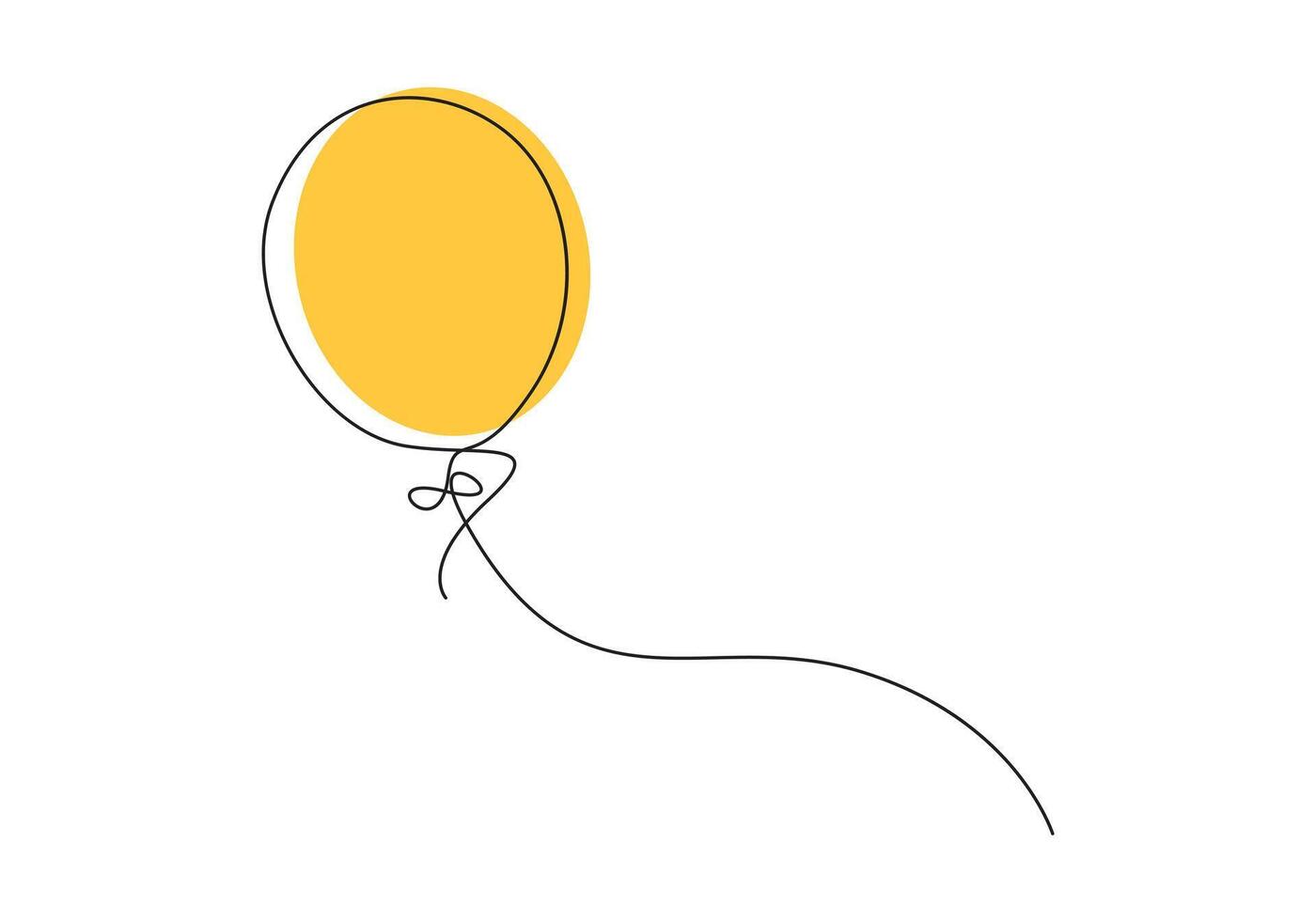 Continuous one line drawing of balloon. Birthday celebration. Digital illustration vector