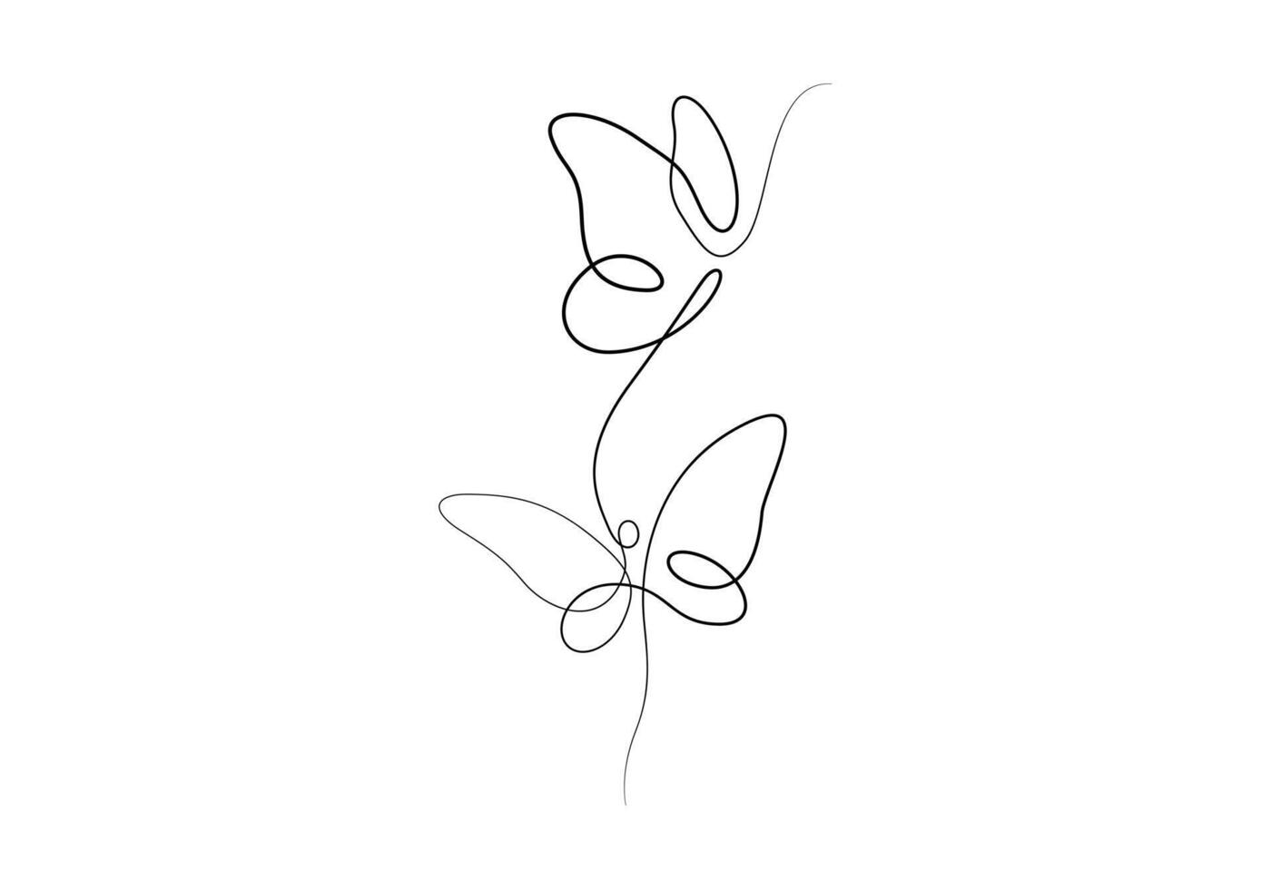 volador mariposa continuo soltero línea dibujo digital ilustración vector