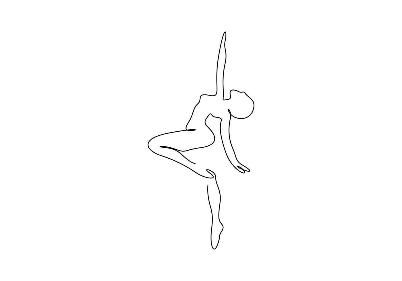 continuo uno línea dibujo de mujer belleza ballet bailarín en elegancia movimiento prima ilustración vector