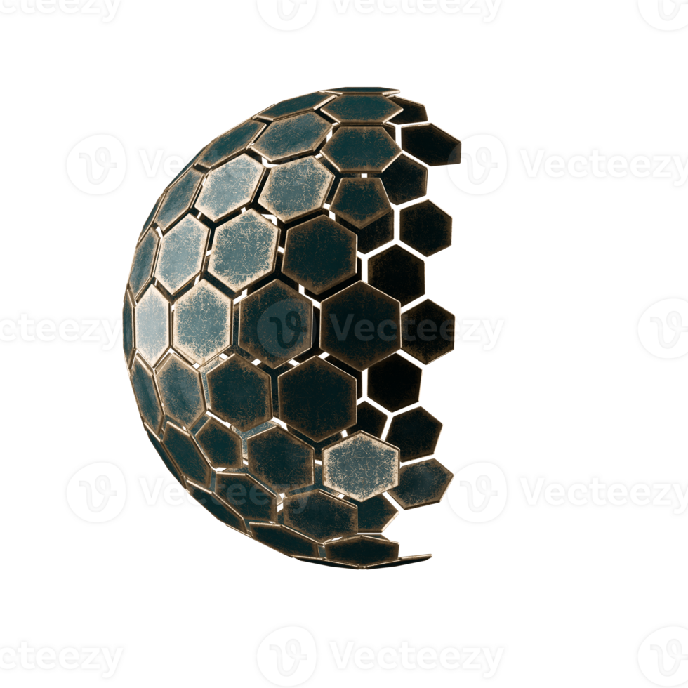 oro y verde metal resumen 3d hexagonal malla objeto png