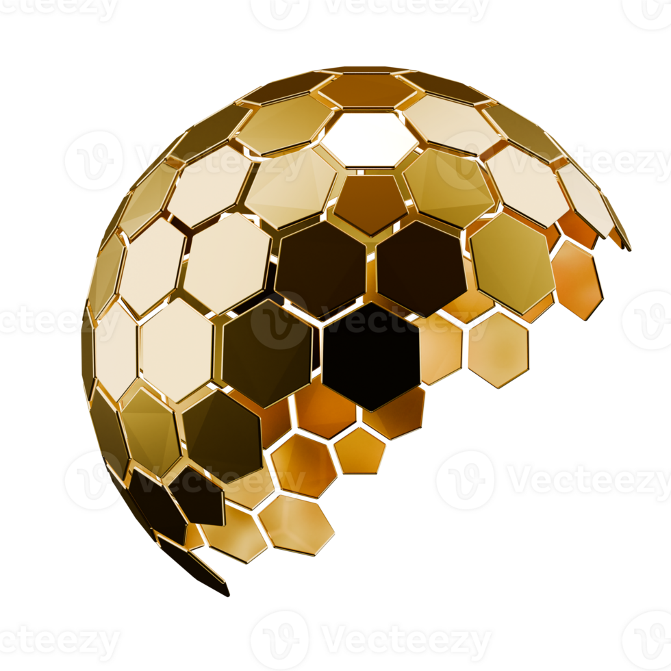 gold abstract 3d hexagonal mesh object png