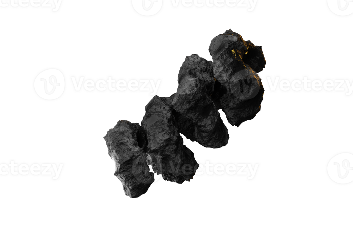 3d meteorito rocas en transparente antecedentes png