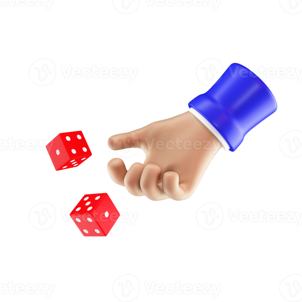 3d hand rolling red casino dice png