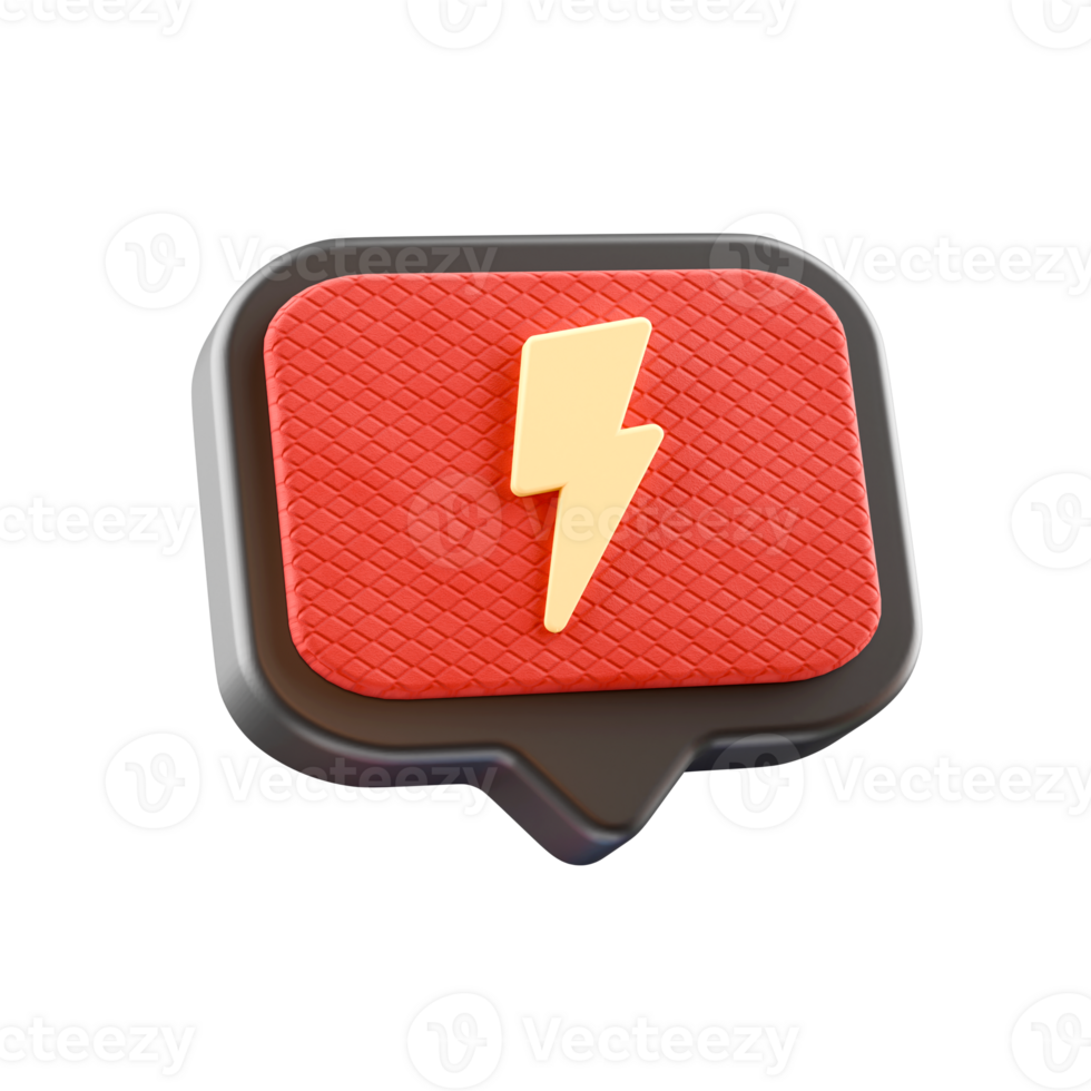 lightning thunder icon on red and black popup speech bubble png