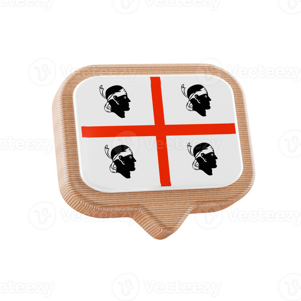 sardinian flag on 3d speech bubble icon, transparent background png