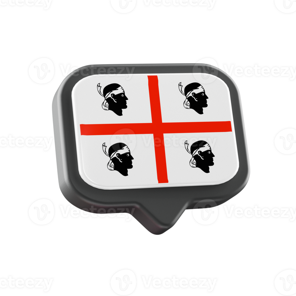 sardinian flag on 3d speech bubble icon, transparent background png