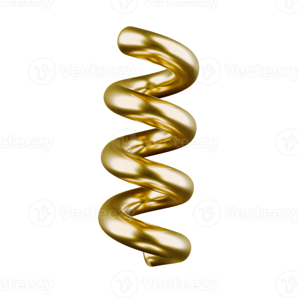 colourful gold 3d spiral on transparent background png