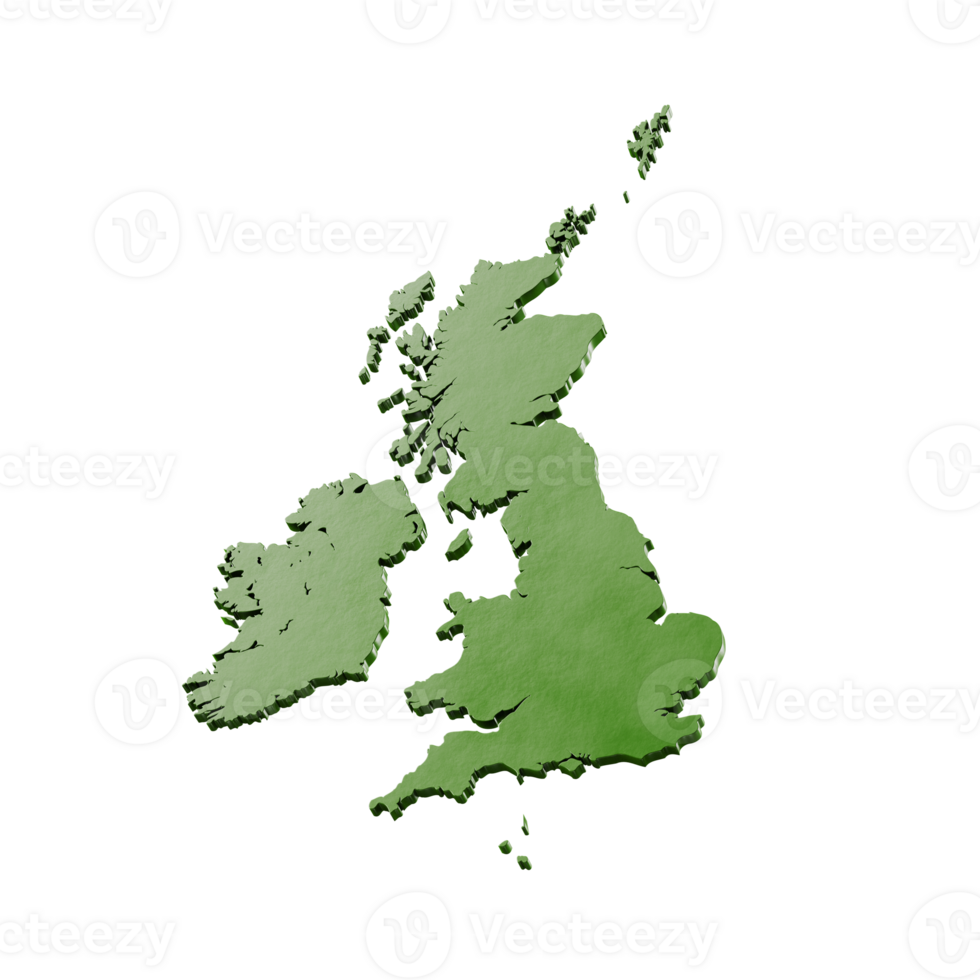 3d map of united kingdom on transparent background png