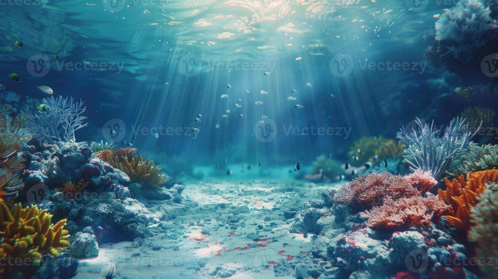 Retro style marine landscape with underwater view photo