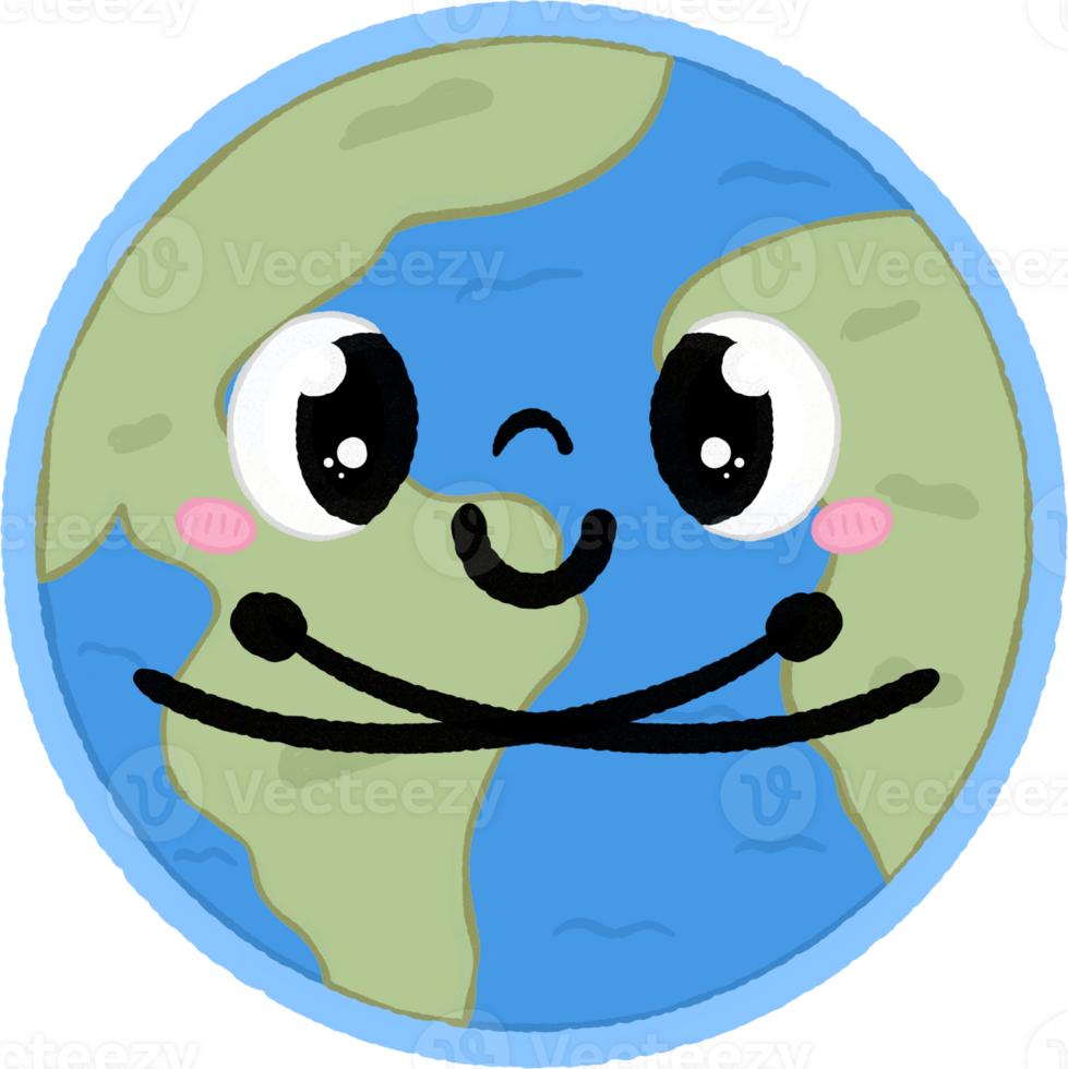 Happy Earth Character Illustration png