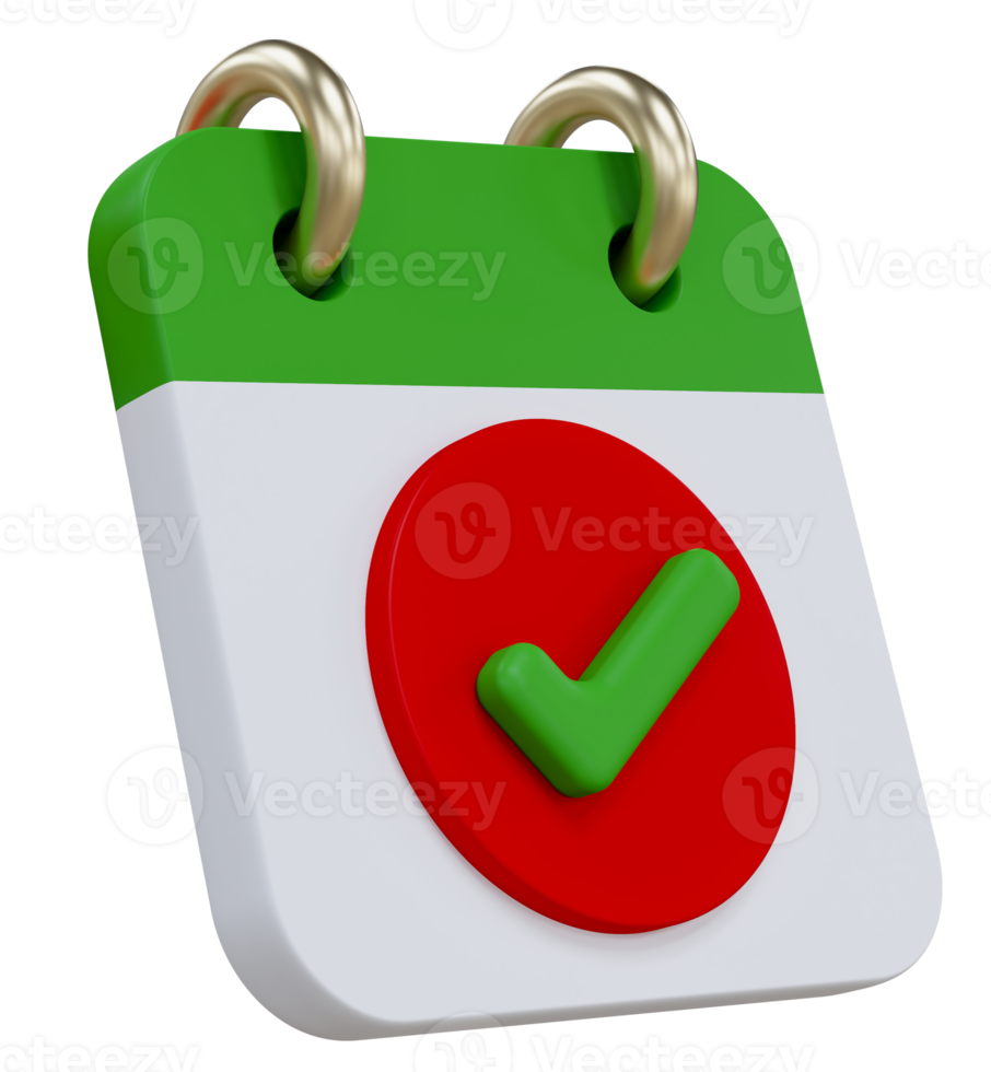 Monthly calendar schedule plan 3d icon. Planning concept for event or holiday planning concept isolated on background. 3D rendering png