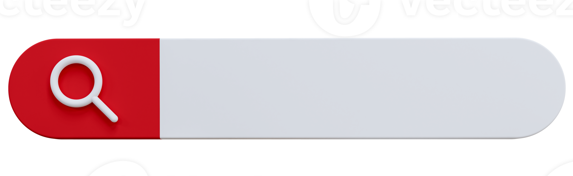 Search bar 3D element isolated on background. Concept of enter a query or domain in box, url address and search bar sig. 3D rendering png