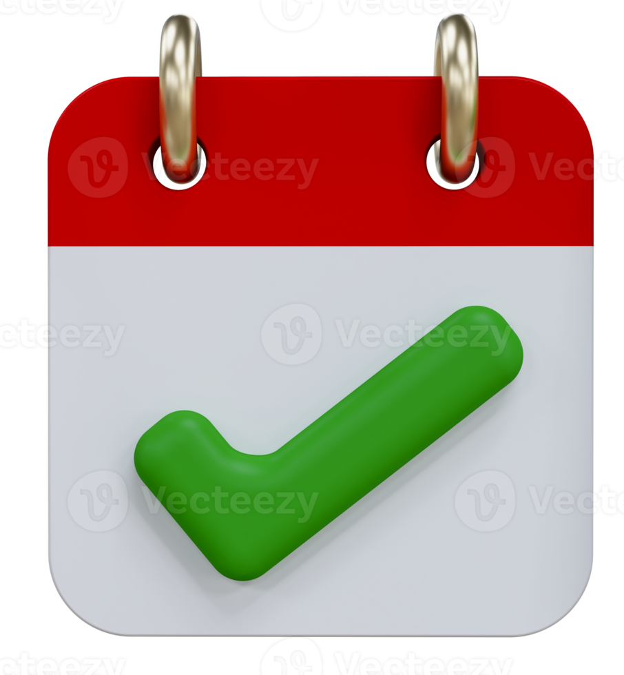 Monthly calendar schedule plan 3d icon. Planning concept for event or holiday planning concept isolated on background. 3D rendering png
