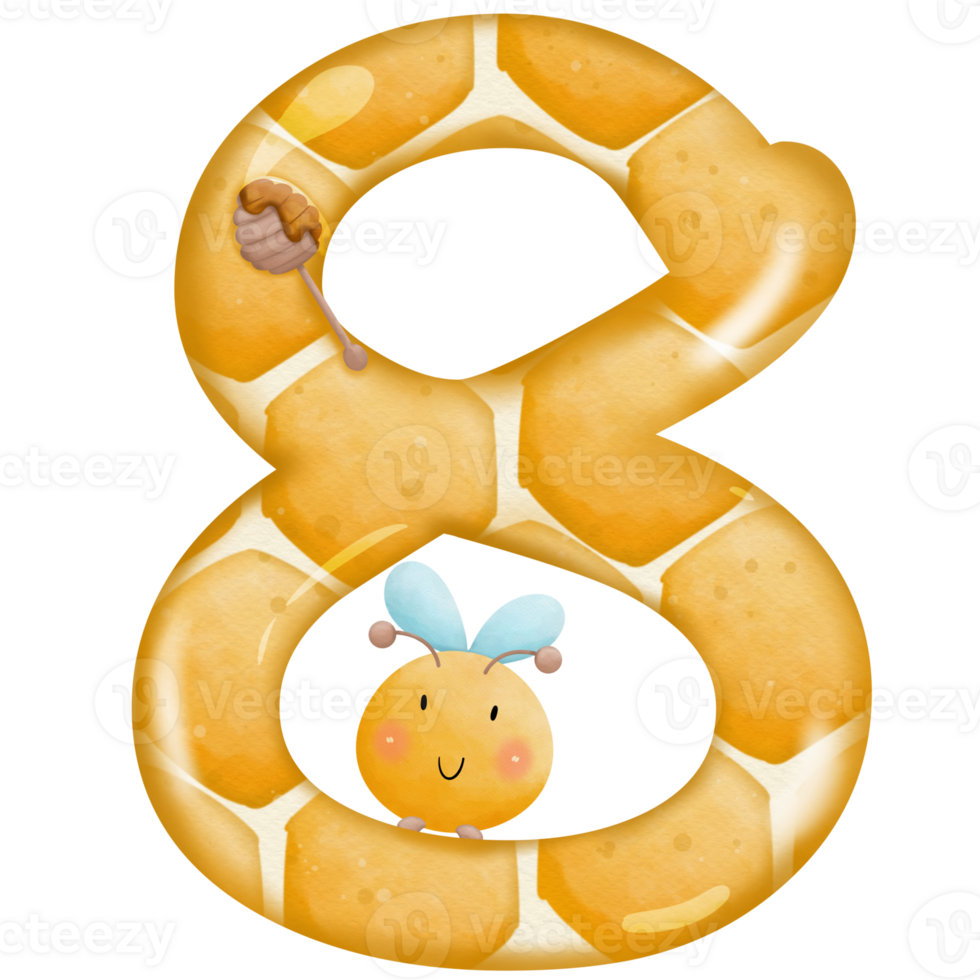Numbers honey watercolor clip art png