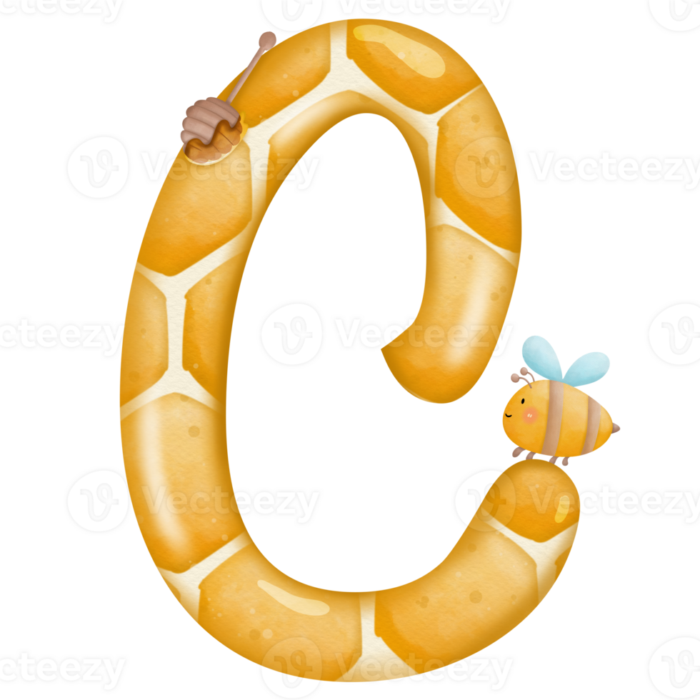 Alphabets honey watercolor clip art png