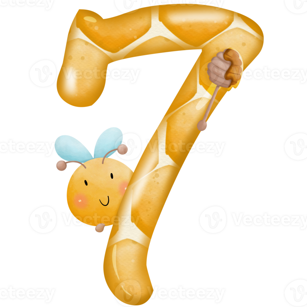 Numbers honey watercolor clip art png